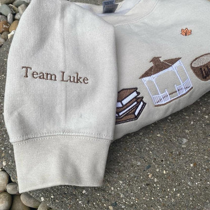 Gilmore Girls Inspired Fall Embroidered Sweatshirt – Books, Coffee & Luke’s Diner