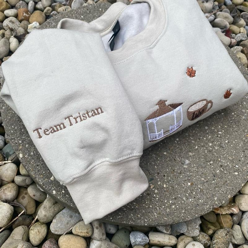 Gilmore Girls Inspired Fall Embroidered Sweatshirt – Books, Coffee & Luke’s Diner