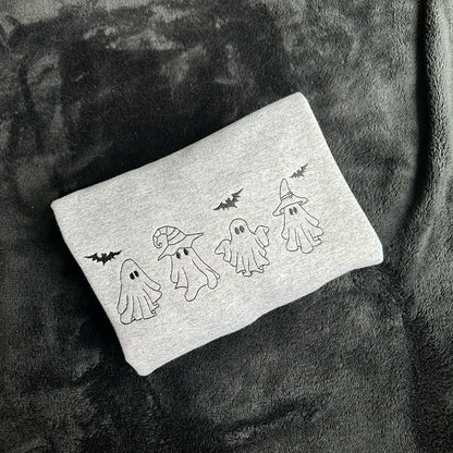 Ghosts Embroidered Halloween Crewneck Sweatshirt