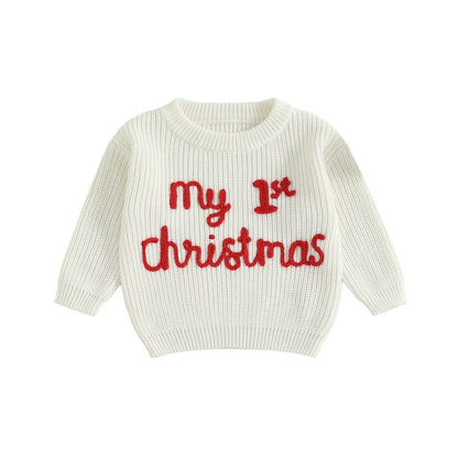 My First Christmas Embroidered Baby Sweater