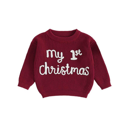 My First Christmas Embroidered Baby Sweater