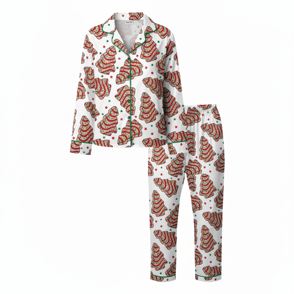 Christmas Tree Cakes Long sleeve Pajama Shirt