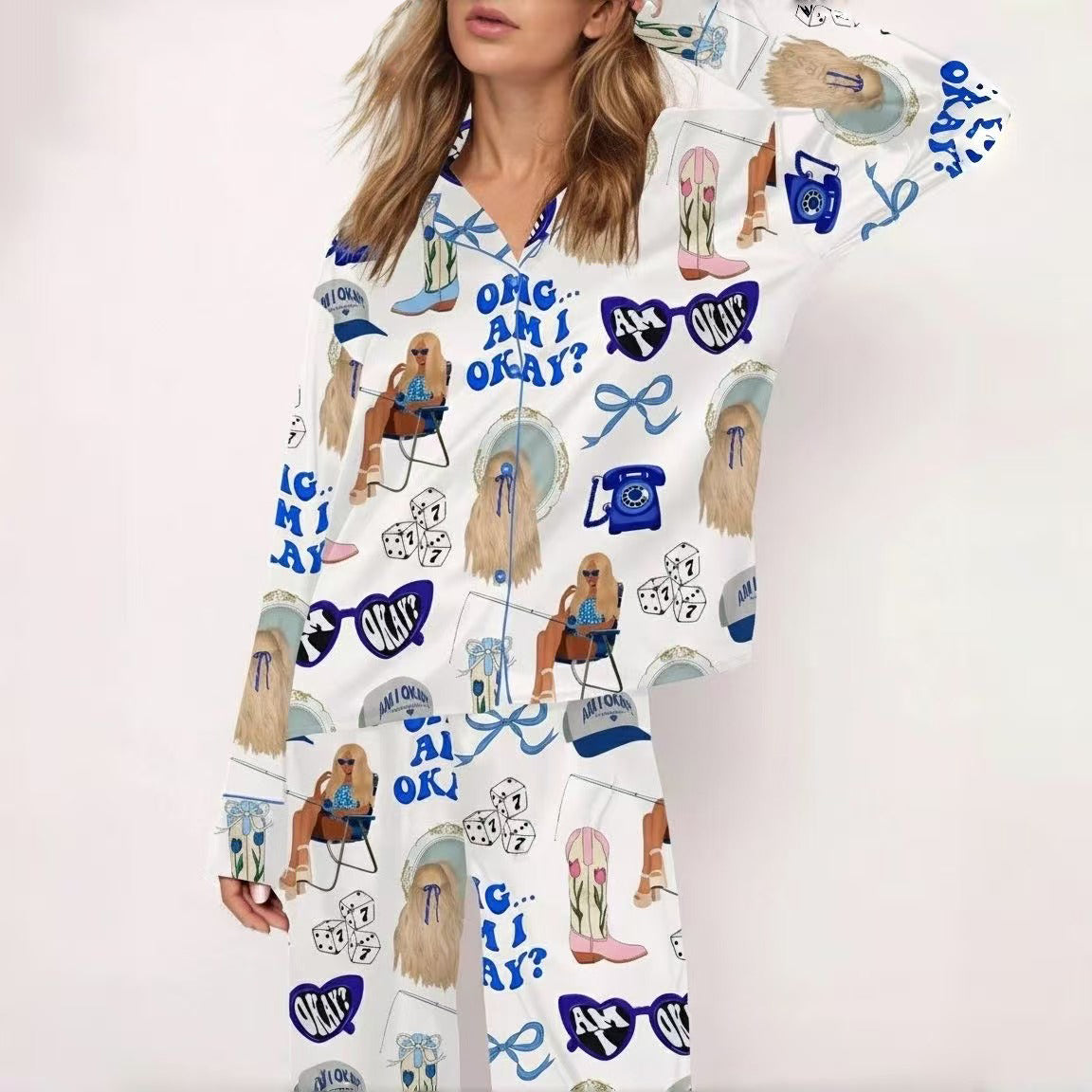 Am I Okay Moroney Long sleeve Pajama Shirt