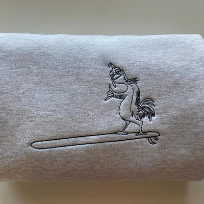Surfs up chicken embroidered sweatshirt