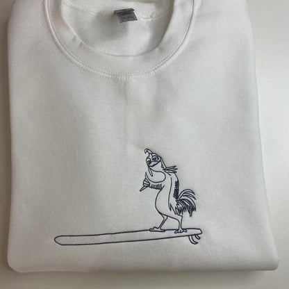 Surfs up chicken embroidered sweatshirt
