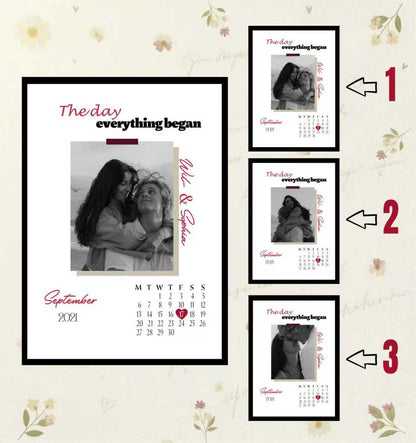 💕The Day Everthing Began 💕Couple Anniversary Calendar With Angle-Sensing Photo Flashcard Frame