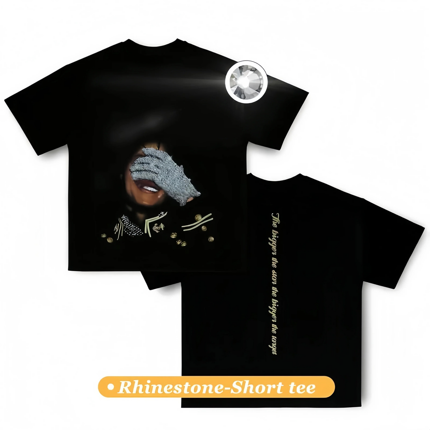 MJ rhinestone Graphic Black Tees/Sweatshirts