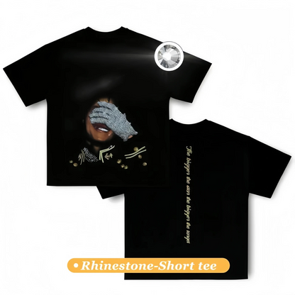 MJ rhinestone Graphic Black Tees/Sweatshirts