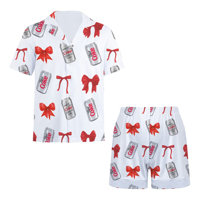 Diet Coke& Bow Short sleeve Pajama Shirt &7 inch inseam Shorts for Men
