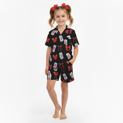 Diet Coke& Bow Short Sleeve Pajama Shirt For Kids