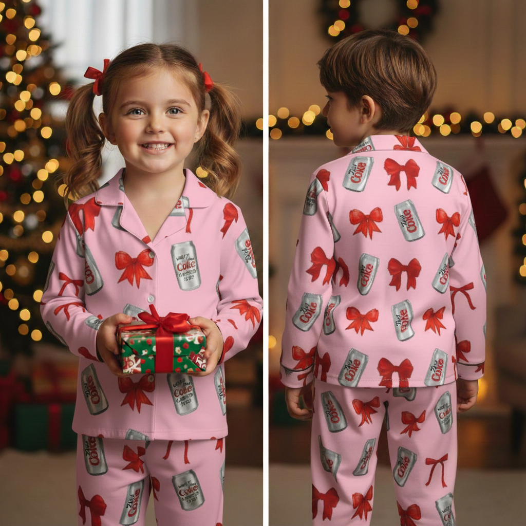 Diet Coke& Bow Long sleeve Pajama Shirt For Kids