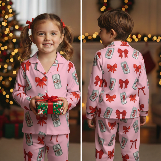 Diet Coke& Bow Long sleeve Pajama Shirt For Kids