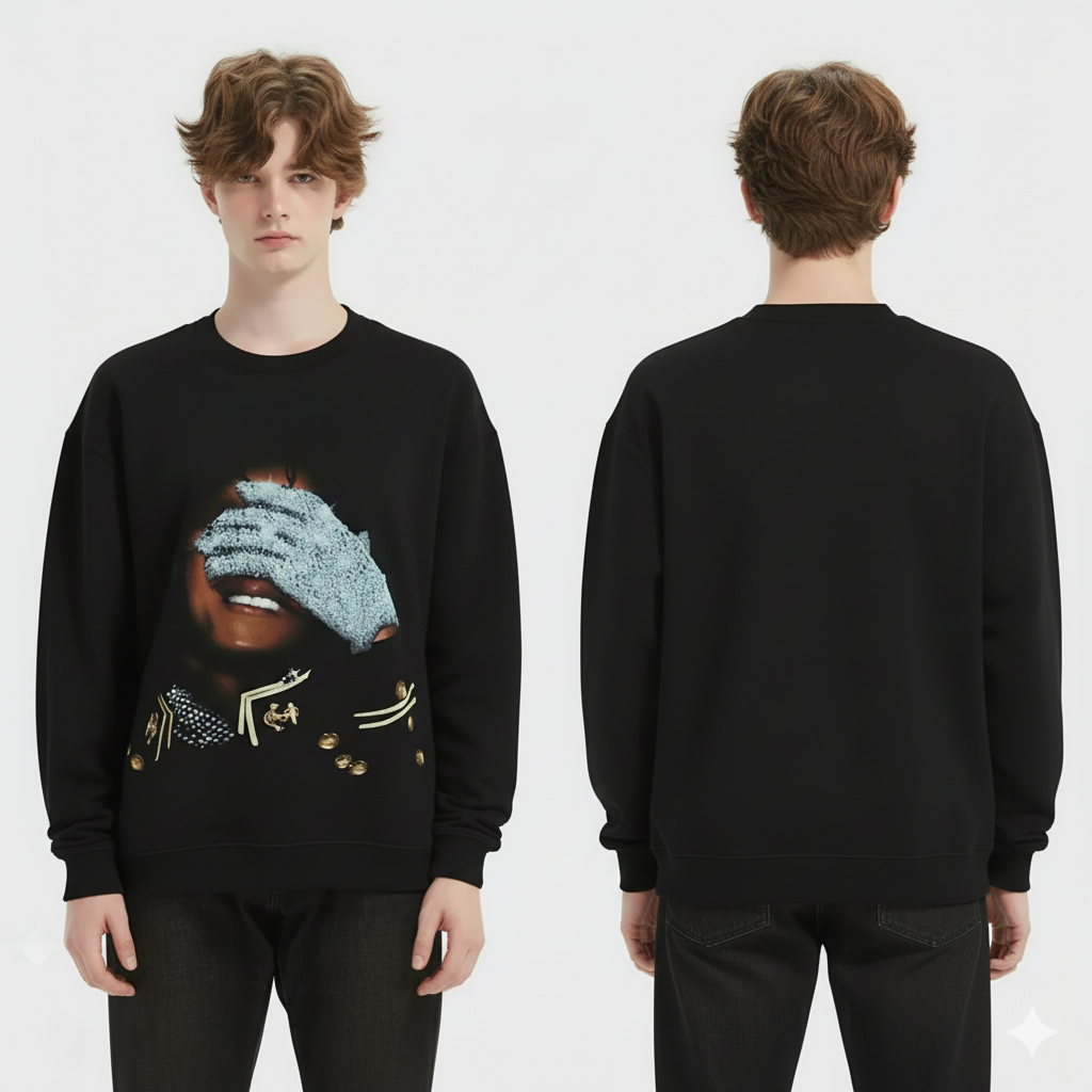 MJ rhinestone Graphic Black Tees/Sweatshirts
