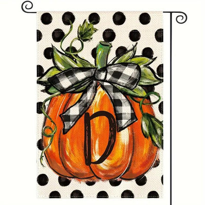 Fall Monogram Letter Pumpkin Garden Flag