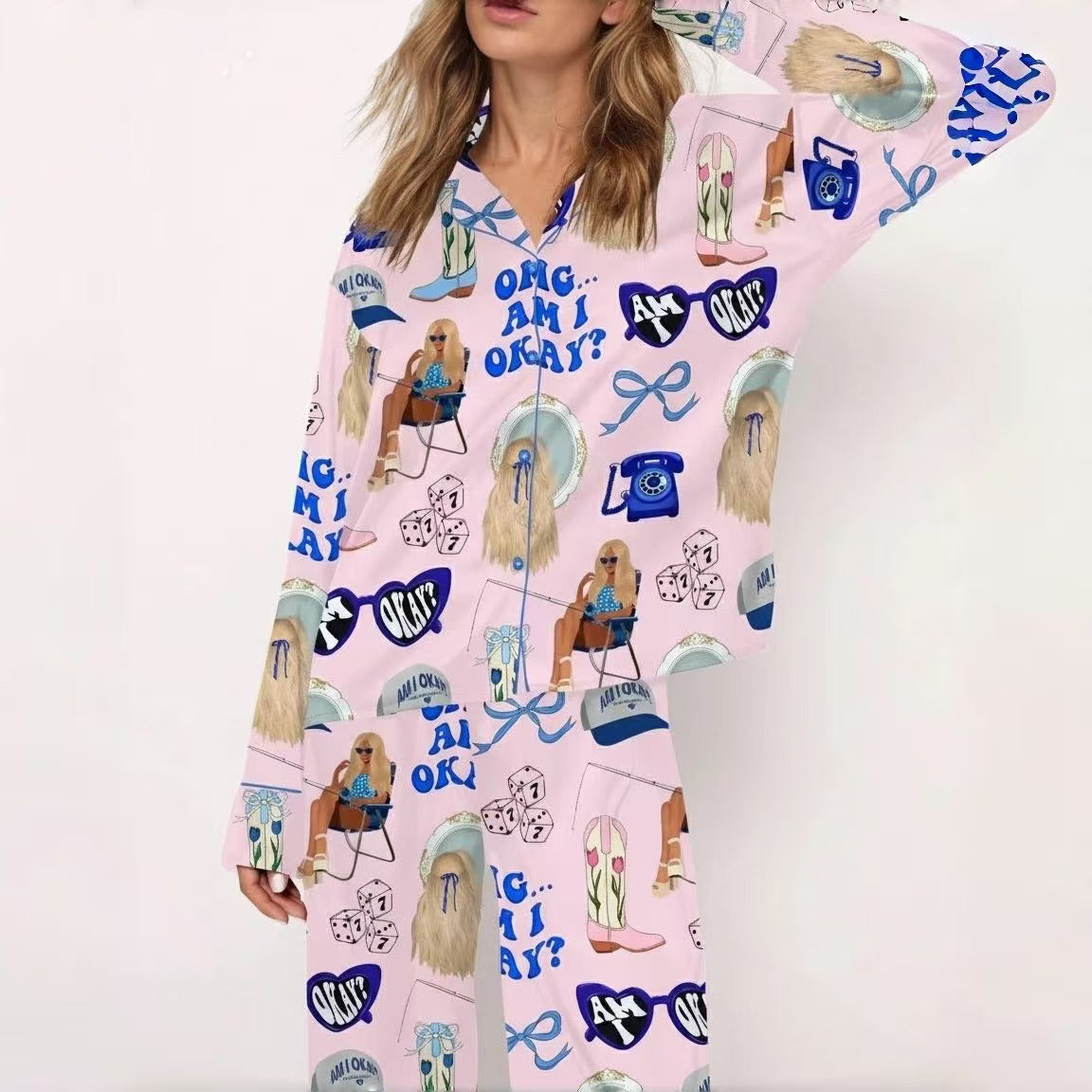 Am I Okay Moroney Long sleeve Pajama Shirt