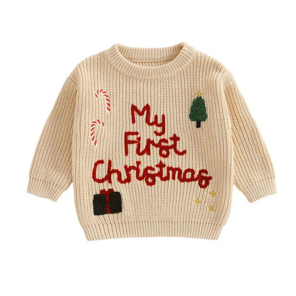 My First Christmas Embroidered Baby Sweater