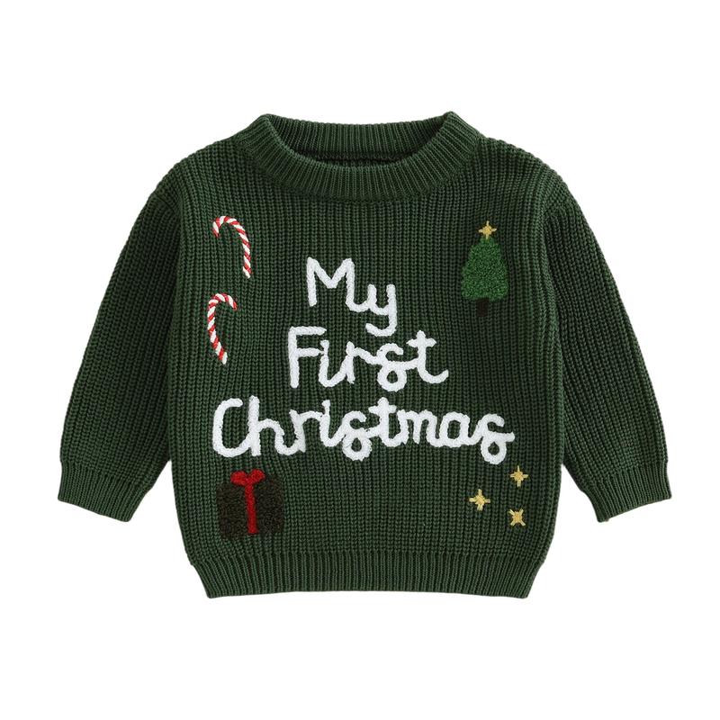 My First Christmas Embroidered Baby Sweater