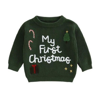 My First Christmas Embroidered Baby Sweater