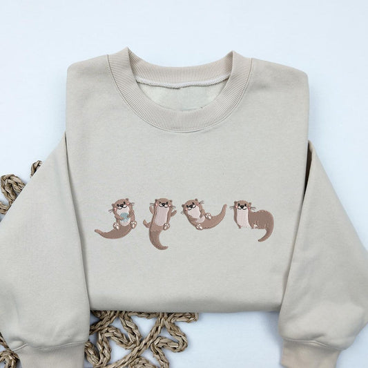 Cute Otters Embroidered Summer Spring Comfort Colors Shirt