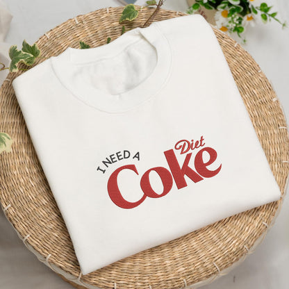 🥤 Embroidered I Need a Diet Coke with Big COKE Lettering Shirt