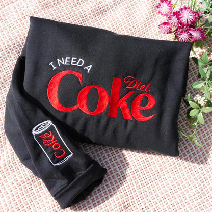 🥤 Embroidered I Need a Diet Coke with Big COKE Lettering Shirt