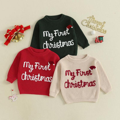My First Christmas Embroidered Baby Sweater