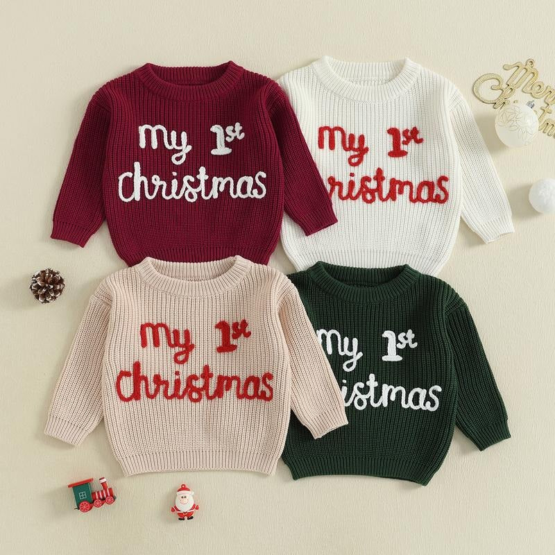 My First Christmas Embroidered Baby Sweater