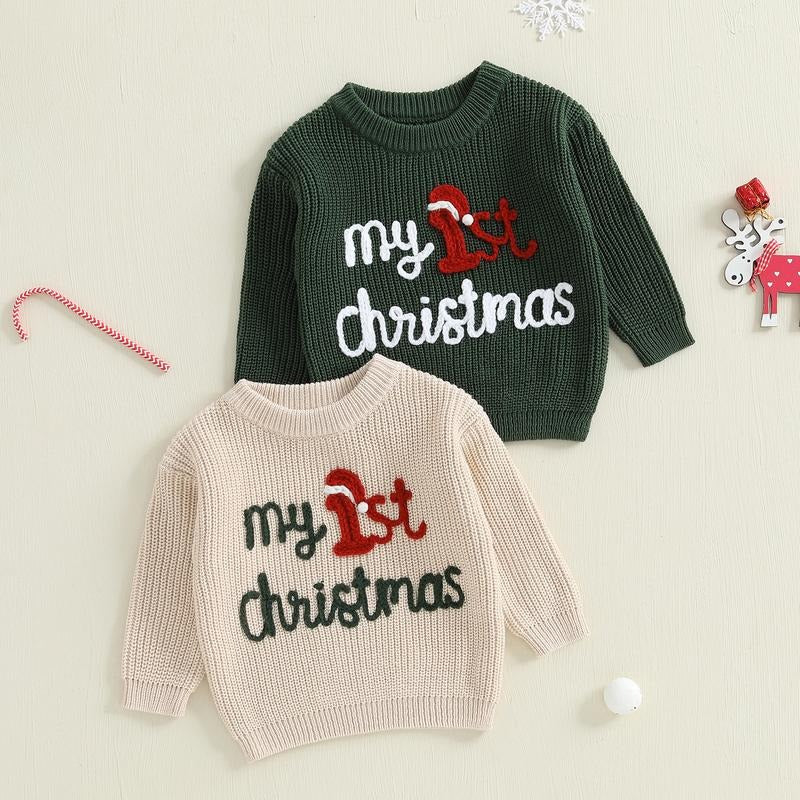 My First Christmas Embroidered Baby Sweater