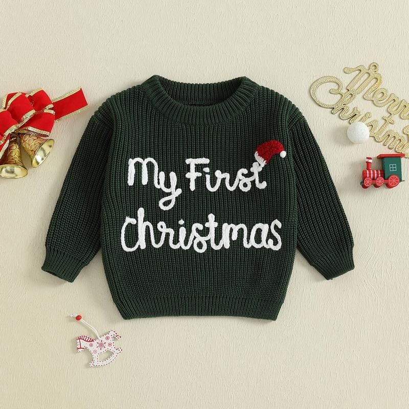 My First Christmas Embroidered Baby Sweater