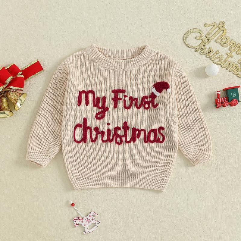 My First Christmas Embroidered Baby Sweater
