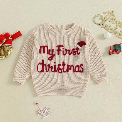 My First Christmas Embroidered Baby Sweater