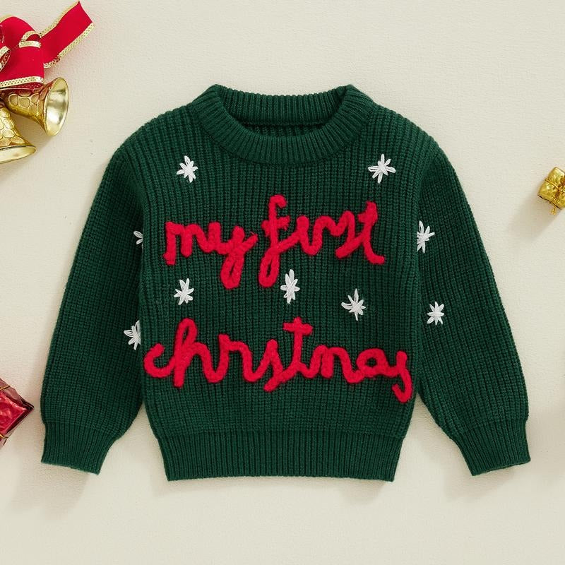 My First Christmas Embroidered Baby Sweater