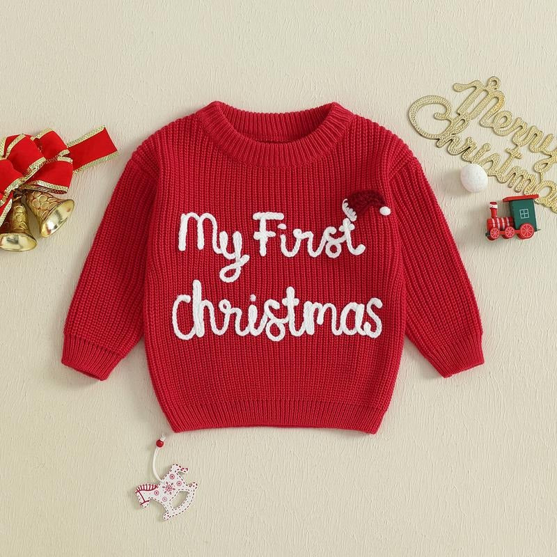 My First Christmas Embroidered Baby Sweater
