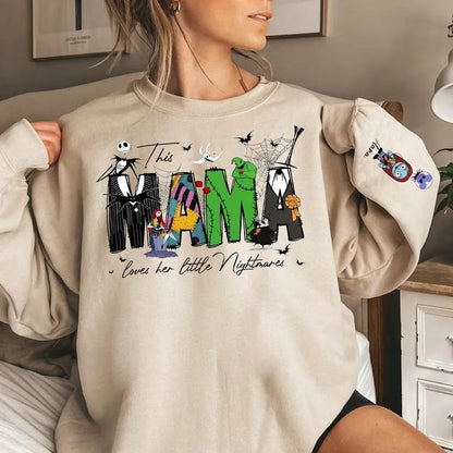 Custom This Mama Loves Her Nightmare On Sleeve Crewneck / Hoodie
