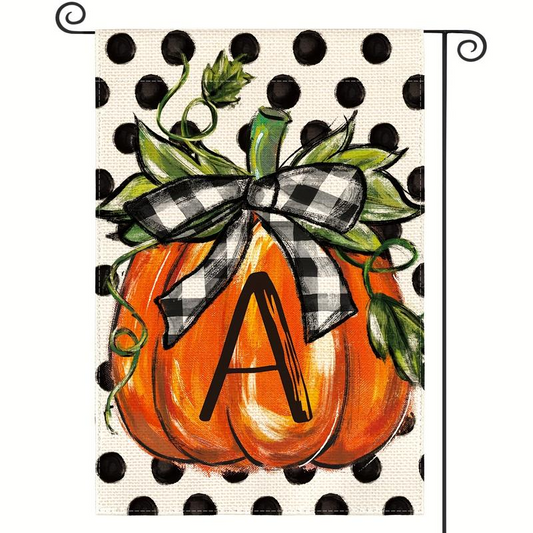 Fall Monogram Letter Pumpkin Garden Flag