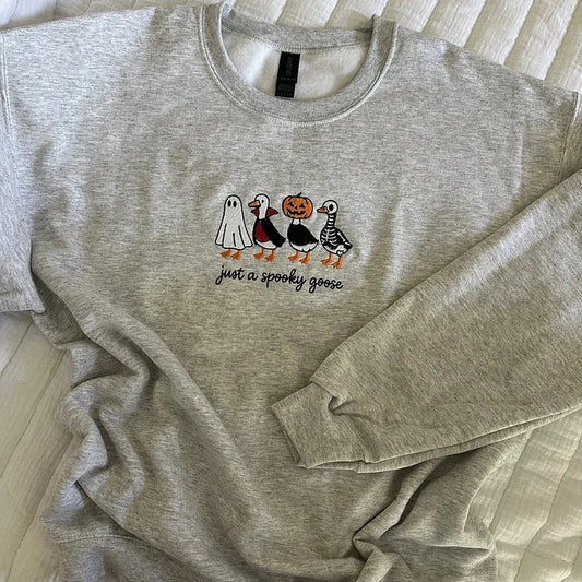 Spooky Goose Halloween Embroidered Shirt