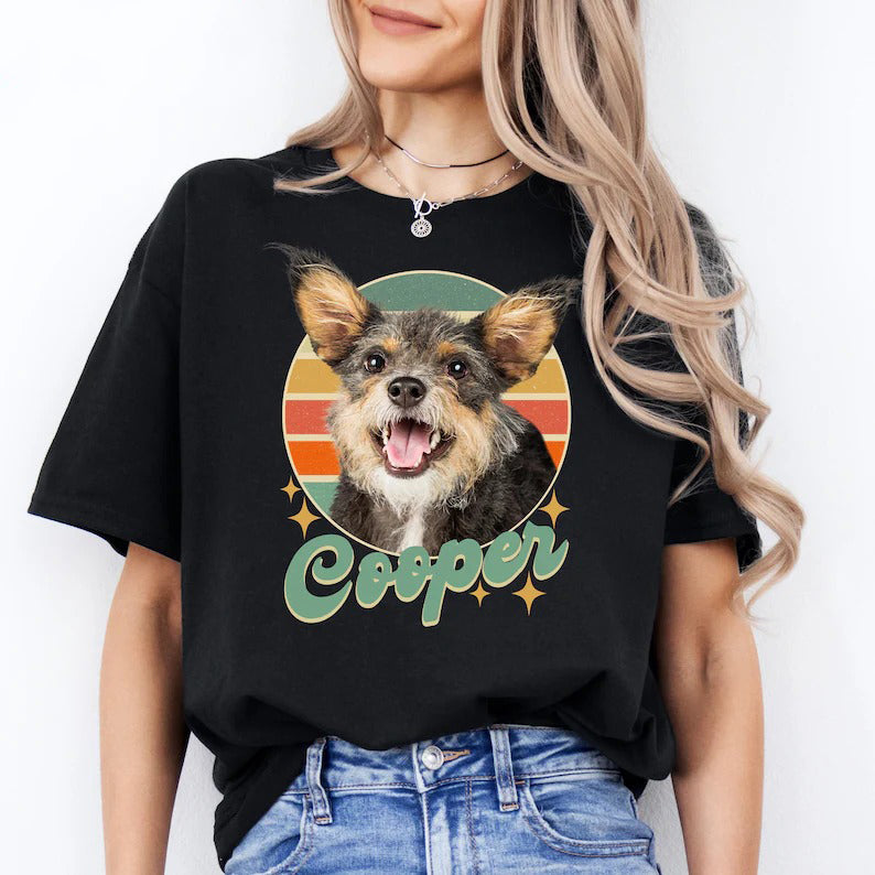 Custom Vintage Pet Unisex Pet Photo and Name Custom Personalized T-Shirt / Sweatshirt / Hoodie