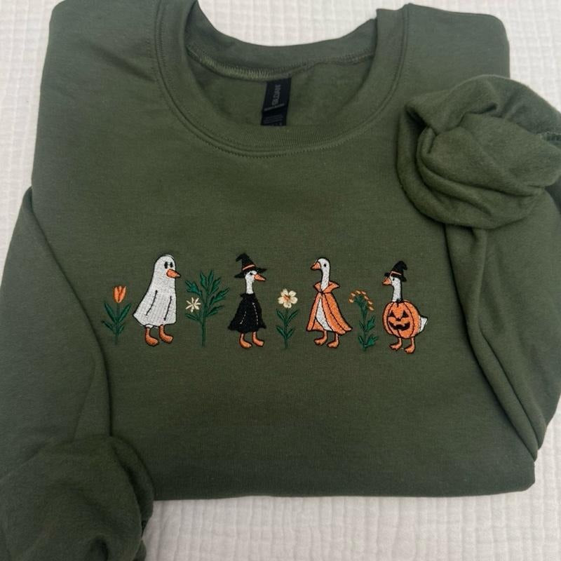 Spooky Goose Embroidered Shirt