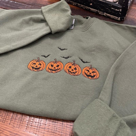 Spooky Pumpkins Embroidered Shirt