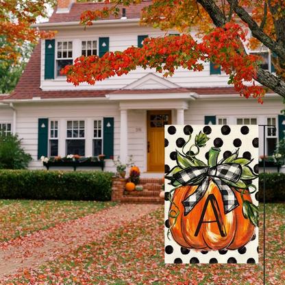 Fall Monogram Letter Pumpkin Garden Flag