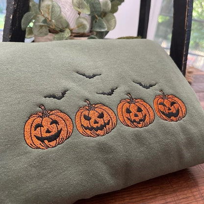 Spooky Pumpkins Embroidered Shirt