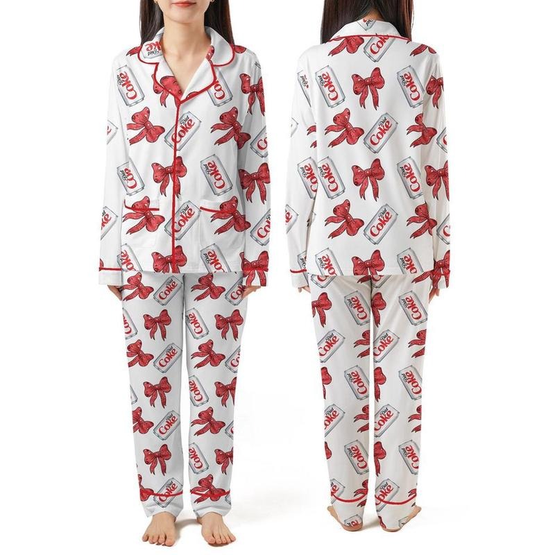 Diet Coke& Bow Long sleeve Pajama Shirt