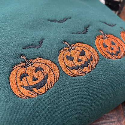 Spooky Pumpkins Embroidered Shirt